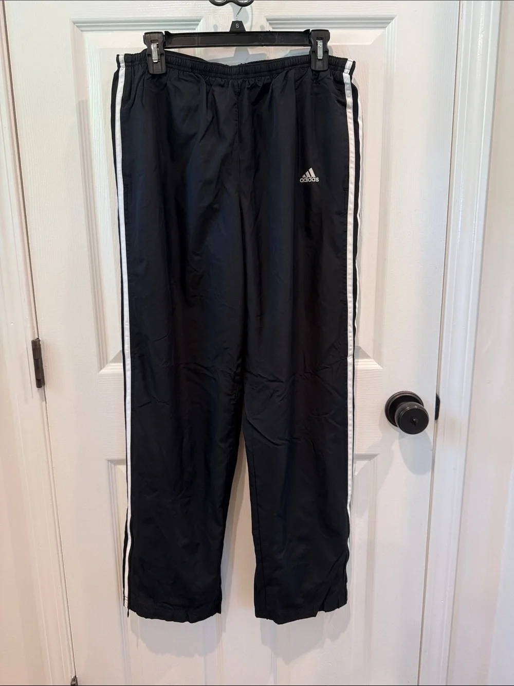 adidas Black Track Pants with White Side Stripes